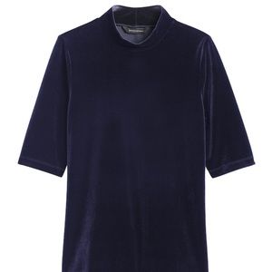 Navy Velvet Mock-Neck Top Banana Republic